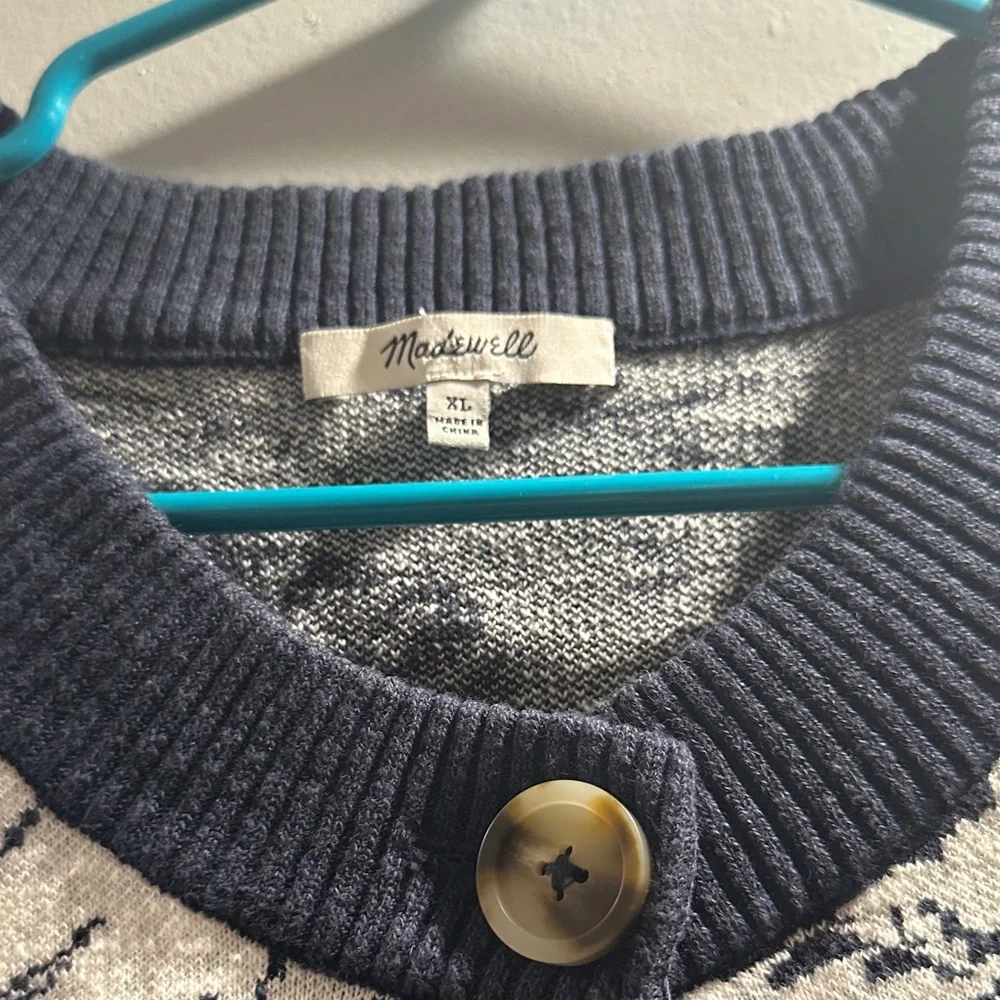 Madewell Navy and White Patterned Sweater - Picture 2 of 8